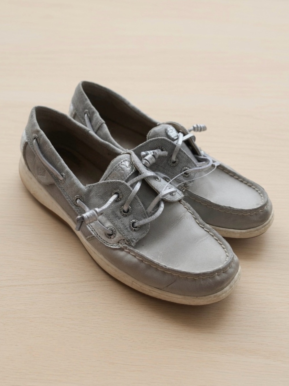 Sperry Top-Sider Bahama Boat Shoes Silver Gray‎ Canvas Women’s Size 7.5